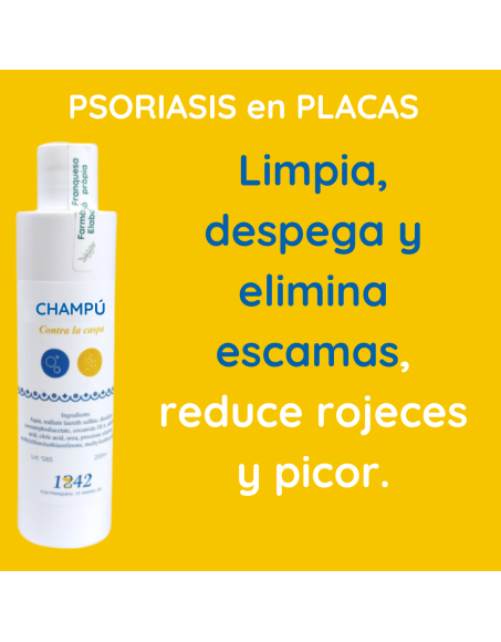 Psoriasis en placas champú contra la Caspa
